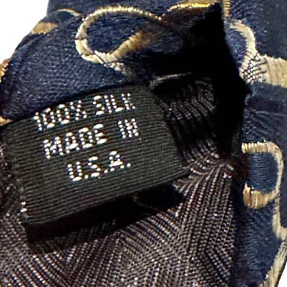 Piattelli Silk Necktie Tie 4 Inches Mens Classic Geometric Blue Gold Office USA - Picture 7 of 12